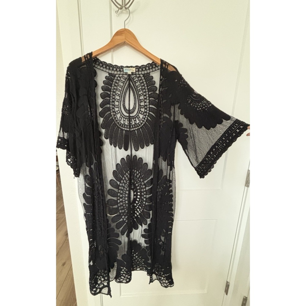 REBELLION Womens Kimono Cardigan Duster Lace Mesh Boho Whimsigoth Fairy Grunge-L